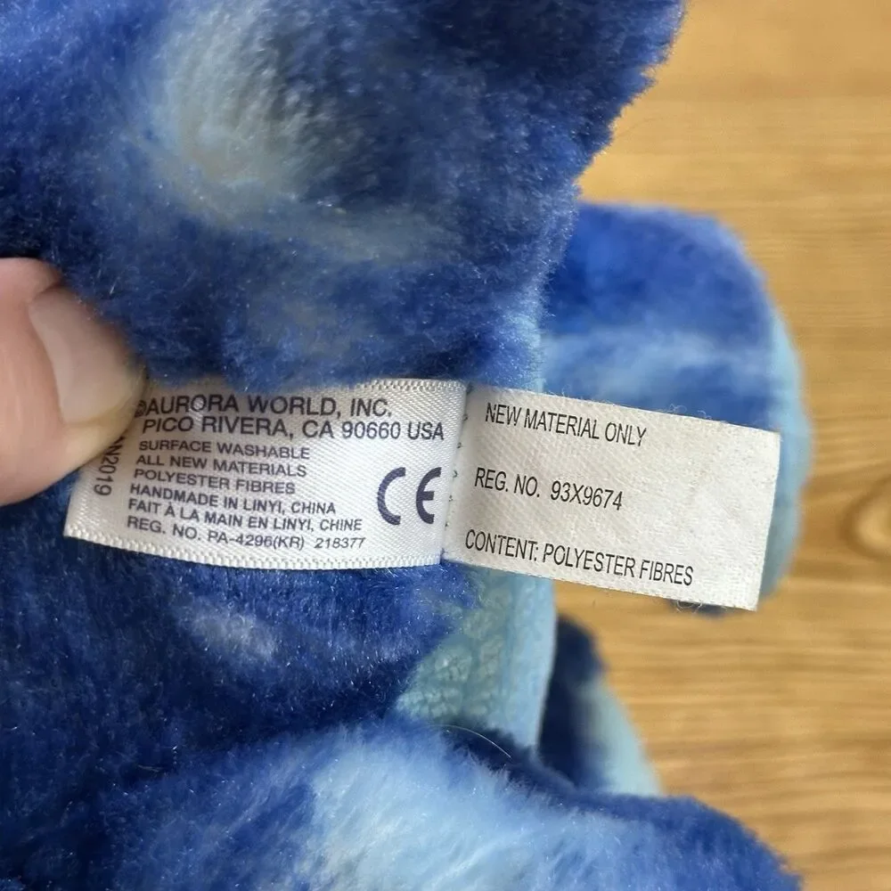 Aurora Blue Dinosaur Plush 14”‎ Stuffed Brontosaurus Sauropod Soft Toy